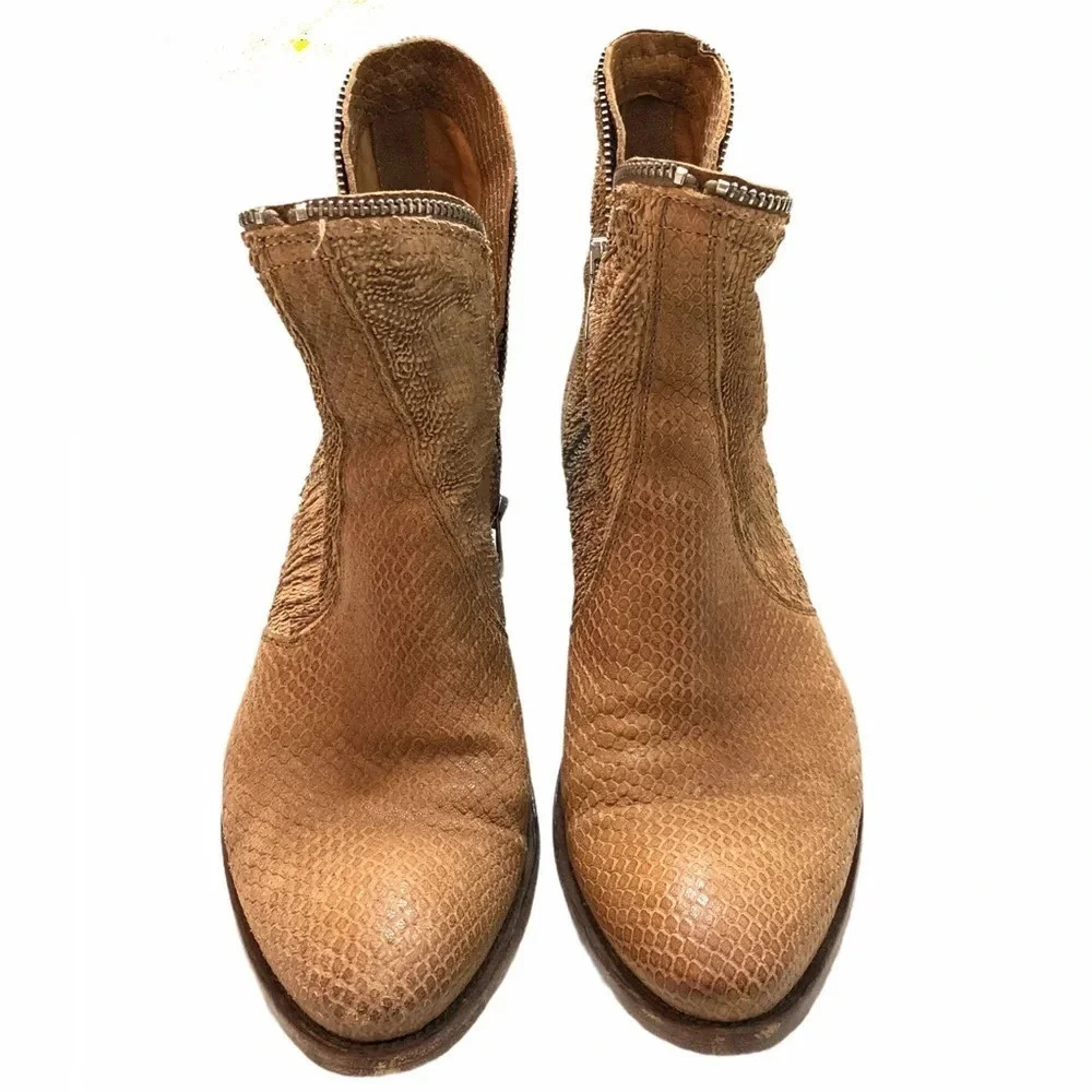 Pantanetti Italy Python Embossed Leather Ankle Bo… - image 3